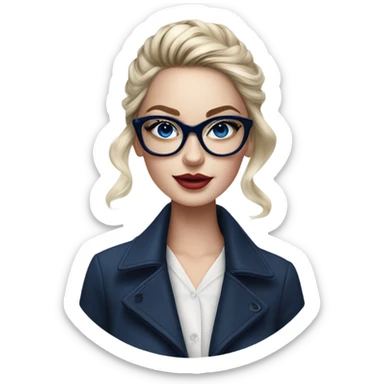 Hyper Realistic beautiful dior model with dark blue eyes glasses and stylish hair  sticker