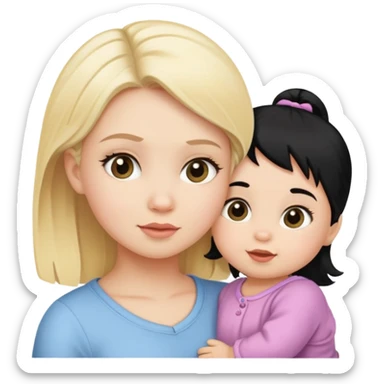 Blonde baby girl and black hair mom sticker