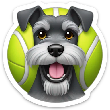 Full body schnauzer tennis ball in mouth sticker