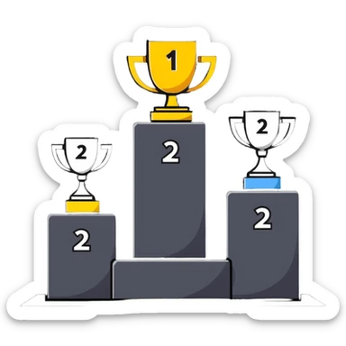 competition podium with 1st, 2nd, and 3rd place sticker