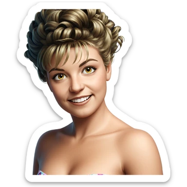 smiling girl in realistic dress sticker