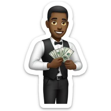 light skin black male casino dealer counting cash sticker