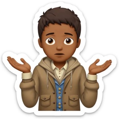 Emoji in which a small man begging sticker