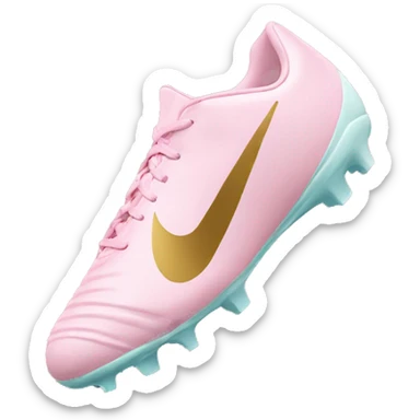 light pink football shoes with gold nike marks sticker