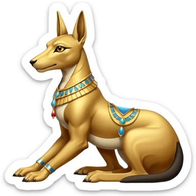 Ancient style lavishly adorned anubis staged formally sitting posed sticker