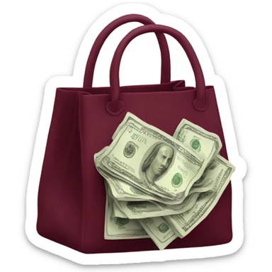 cash in burgundy bag sticker