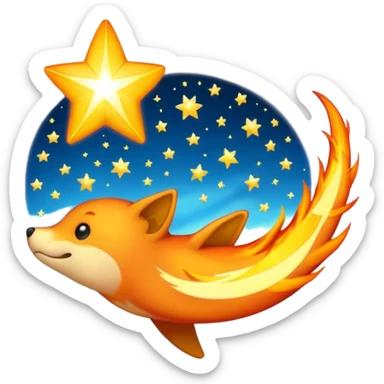 Meteor – Bright falling star with blazing tail sticker