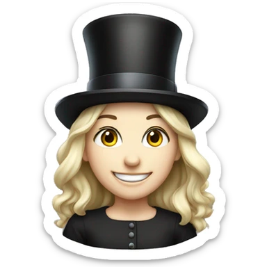 smiling girl white skin, in top hat sticker