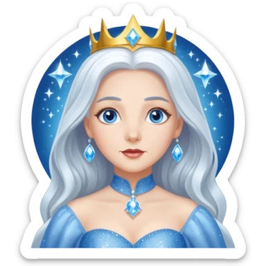 Good Witch of the North from the Wizard of Oz with long white hair, blue eyes, white outfit sticker