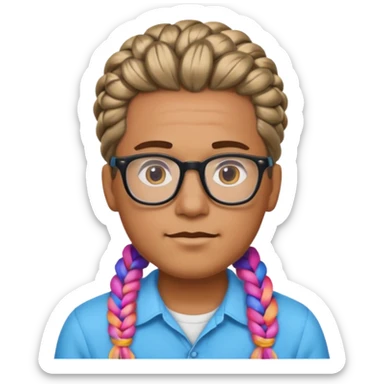 colorful braided hair man with glasses sticker