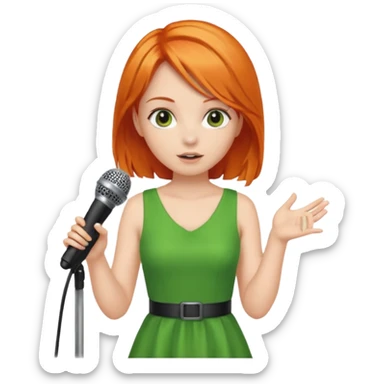 girl in blink green dress, orange hair, holding a mic



















 sticker