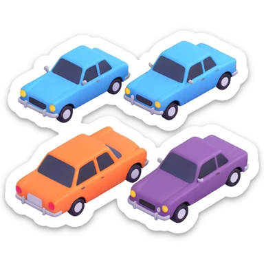four cars together sticker