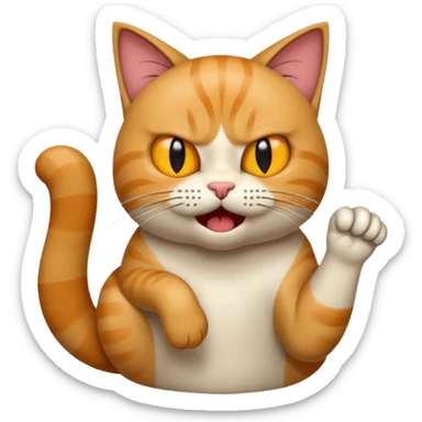 gato scratching and mad realistic sticker
