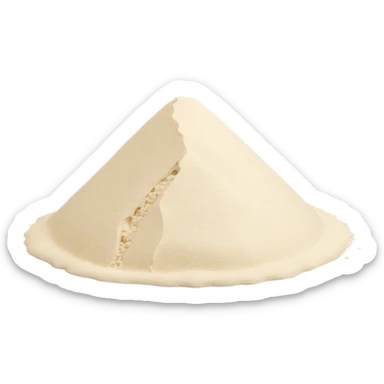 small mound or soft scatter of fine pale white wheat flour, slightly uneven edges, dry and powdery surface, subtle texture, light shadows, clean natural 3D rendering, soft lighting, transparent background, emoji scale, optimized for clarity and texture at small size sticker