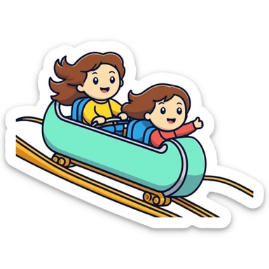 2 best friends on a rollercoaster 1 with long brown hair the other with long brown hair sticker