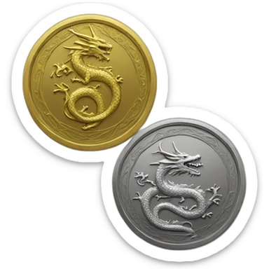 a coin with a dragon sticker