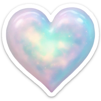 Pastel White iridescent nebula heart sticker