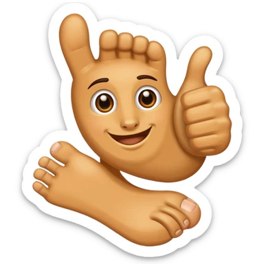 A foot emoji doing a thumbs up sticker