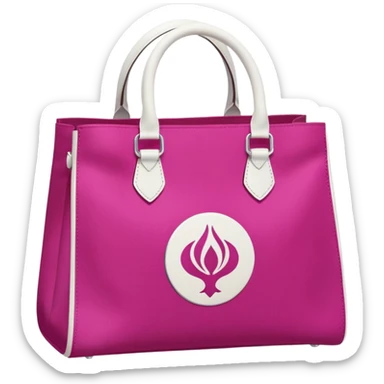 bolsa fucsia con asas blancas y en el centro de la bolsa el logo de druni perfumerias en color blanco sticker