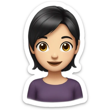 Cute girl with black hair smiling with hands on chin sticker