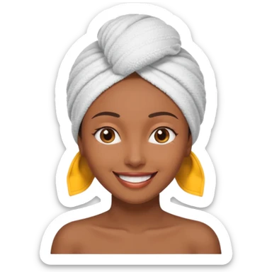 Mujer morena con una toalla en la cabeza  sticker