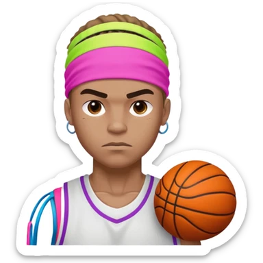 Basketball guy with neon headband sticker