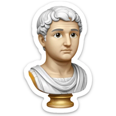 white classical roman bust, white stone sticker