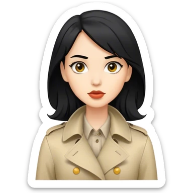 Women with black heir in trench sticker