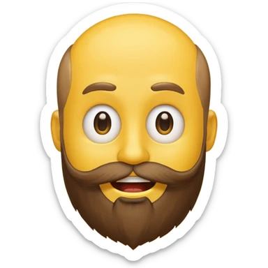 A yellow smiley emoji with a beard growing out of the top of his head, where his head hair should be. There is no beard on his face sticker