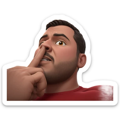 muscular male in red shirt sticker