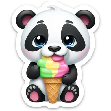 Panda eating ice cream sticker