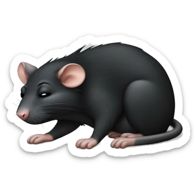 sleeping unhappy black rat sticker