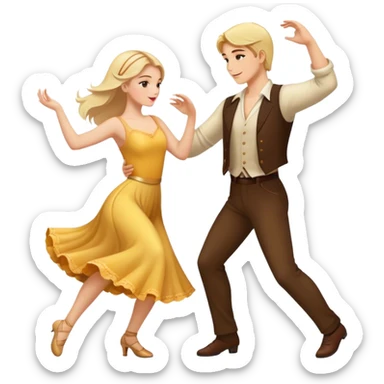 Blonde and brunette dancing together romantically  sticker