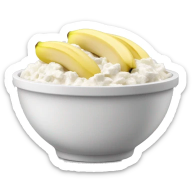 Cottage cheese in a bowl with banana slices as a topping sticker
