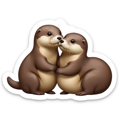 Kissing otters  sticker