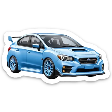 baby blue subaru impreza wrx sti with white rims sticker