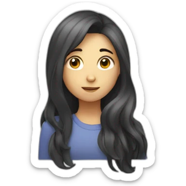 long hair thinking girl with hand on her face sticker