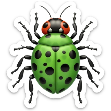  cute GREEN lady bug, 4 LEGS sticker