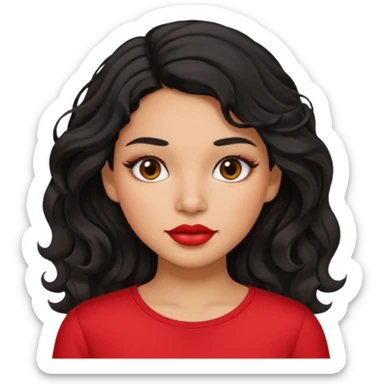 Latina girl with lip liner and black wavy hair sticker
