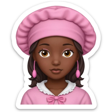 Black girl with pink bonnet teen sticker