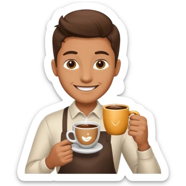 barista with big cup of coffee sticker