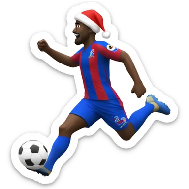 Black Crystal Palace football player scoring a goal with a Santa hat sticker