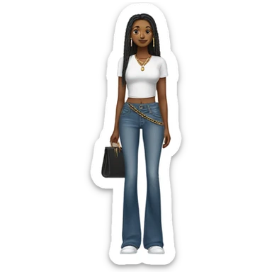 wide leg pair of jeans with a chain wallet sticker