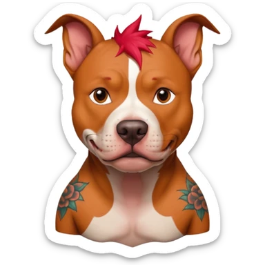 very tattoed pitbull dog with red spky hair sticker