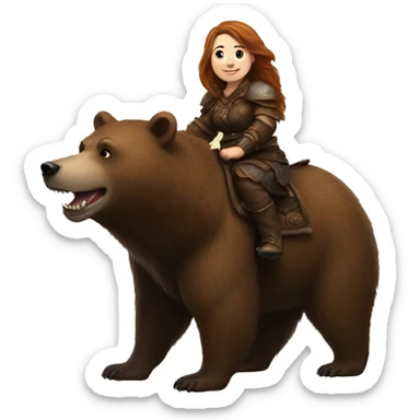 Realistic fantasy female dwarf riding a bear sticker