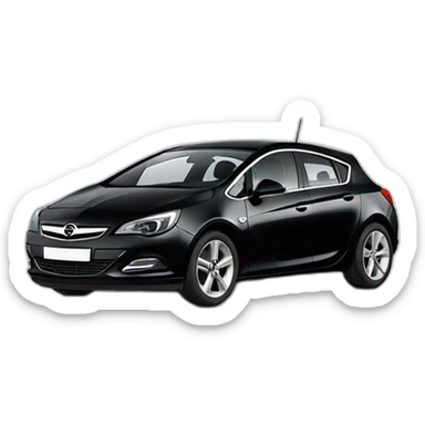 Opel astra j hatchback 2010 black with license plates TM 77 CMU sticker
