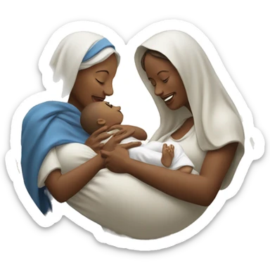 Mother Mary tickling baby Jesus sticker