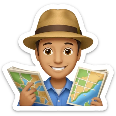 Man + hat + map,Jungle Explorers. sticker
