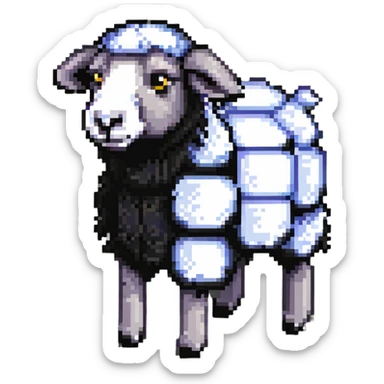 Minecraft sheep made out of square blocks, looks exactly like in the game sticker