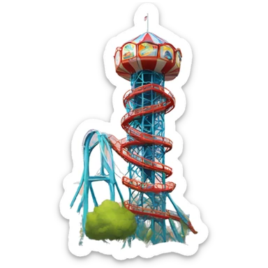 Drop tower amusement park  sticker